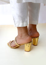 Load image into Gallery viewer, Isla Gold Block Heels
