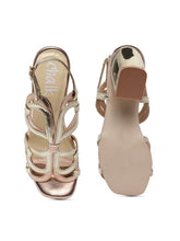 Load image into Gallery viewer, Bibi Gold Block Heels