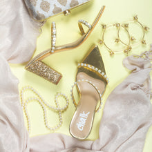 Load image into Gallery viewer, Glow Gold Block Heels