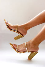 Load image into Gallery viewer, Glow Gold Block Heels