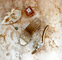 Load image into Gallery viewer, Eva Gold Pearl Heels