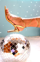 Load image into Gallery viewer, Dazzle Gold Lace-up heels
