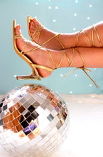 Load image into Gallery viewer, Dazzle Gold Lace-up heels