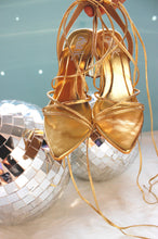 Load image into Gallery viewer, Dazzle Gold Lace-up heels