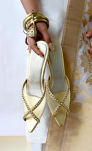 Load image into Gallery viewer, Elara Mesh Gold Heels
