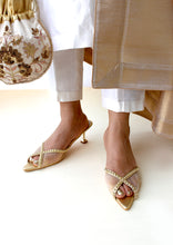 Load image into Gallery viewer, Elara Mesh Gold Heels
