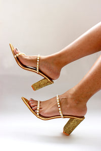 Glow Gold Block Heels