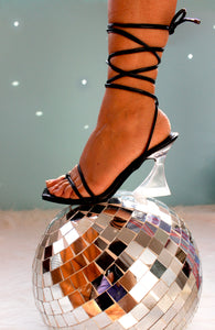 Dazzle Black Lace-up heels